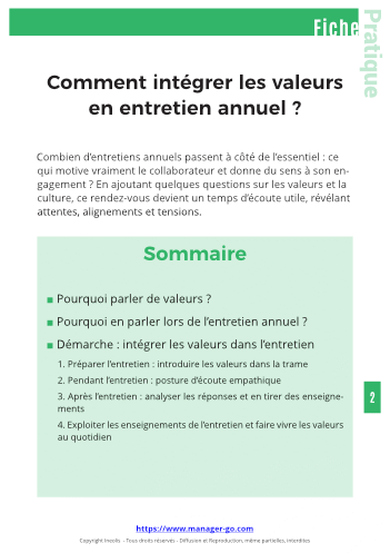 Entretien annuel : intégrer les valeurs